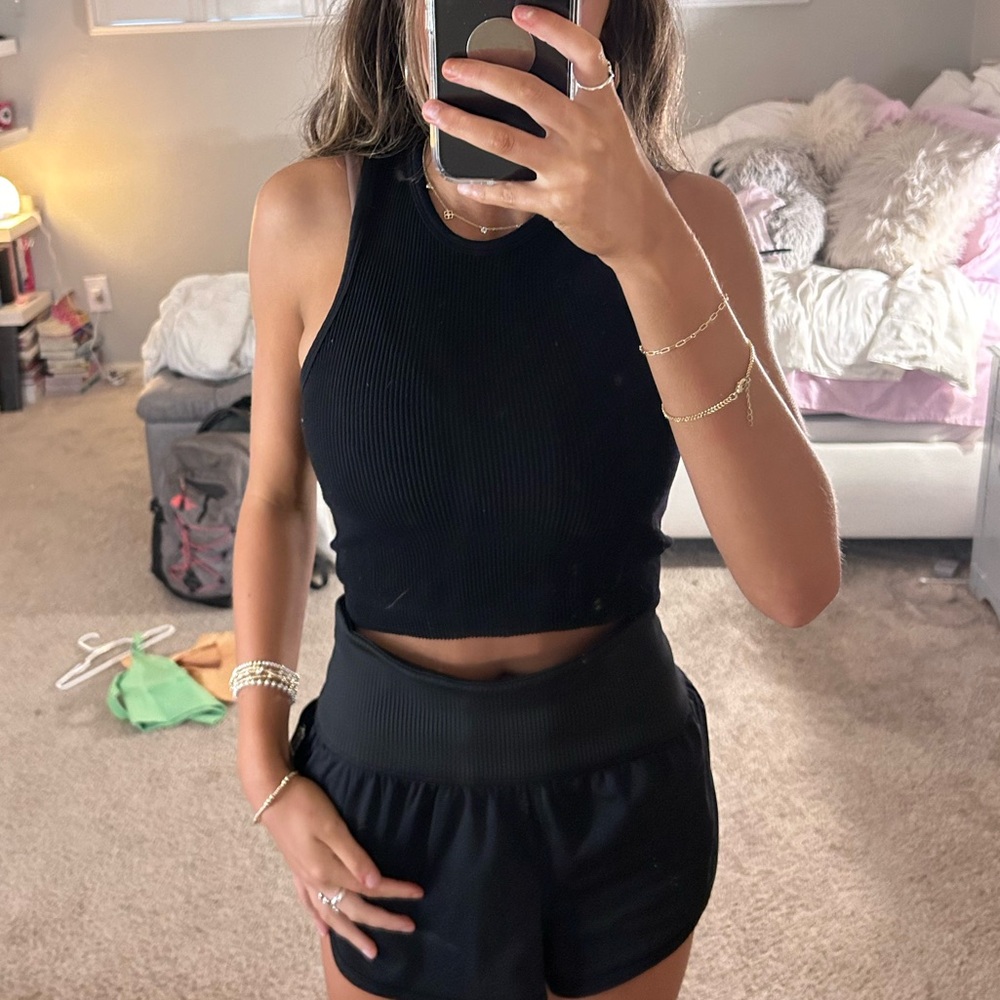 Cute cropped black tank top! Size XS!